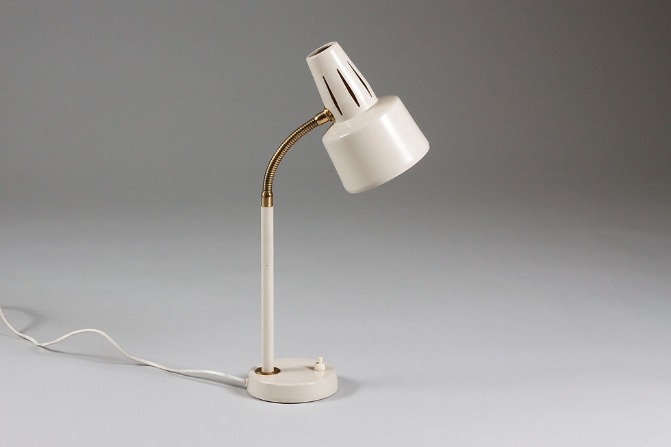 Swedish White Brass Mid-Century Modern Desk Lamp, BJS
