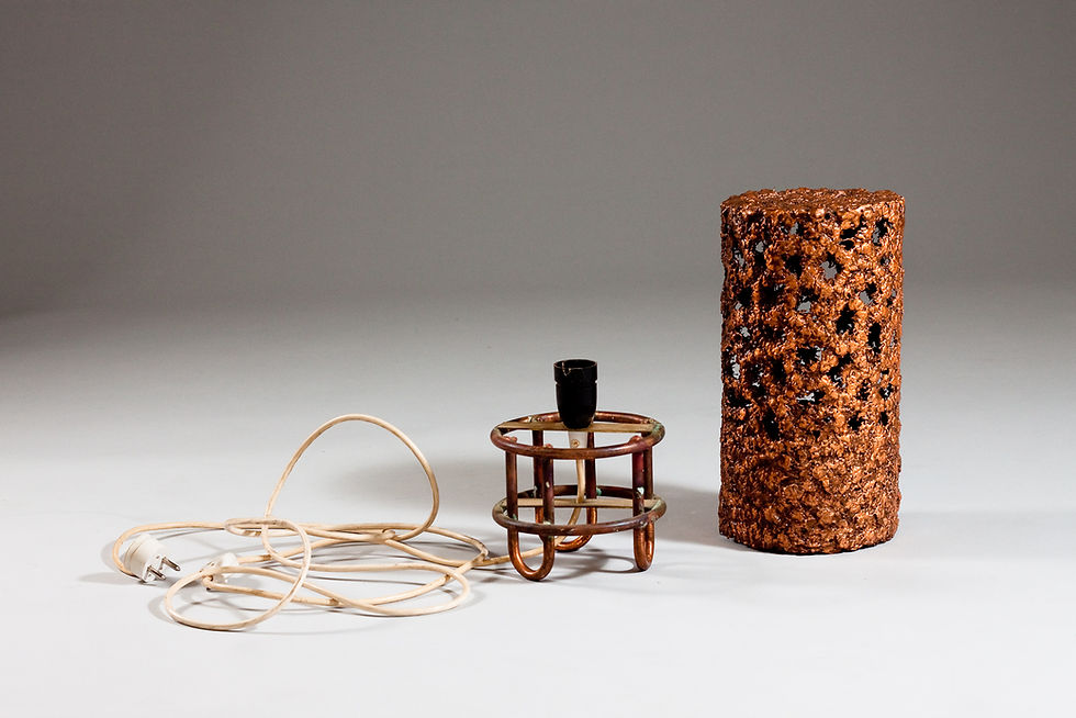 Finnish 1960's brutalist copper desk lamp