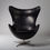 Thumbnail: Arne Jacobsen, 1960s black leather egg chair for Fritz Hansen