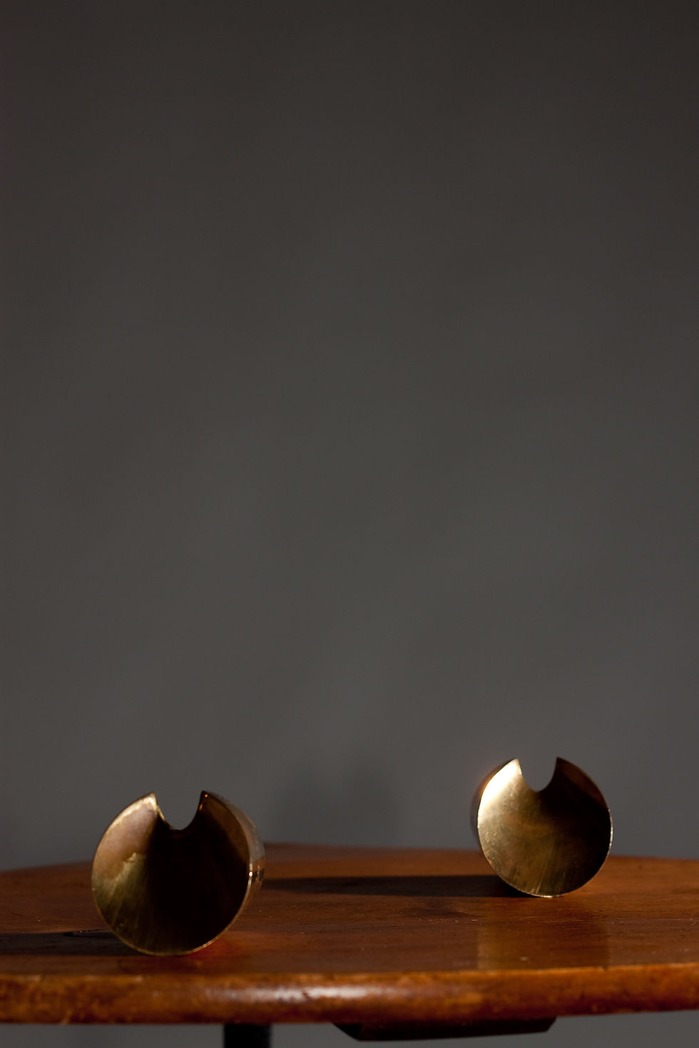 Thumbnail: Pierre Forssell, pair of rare 1950's rocking tulip brass candlesticks, Skultuna