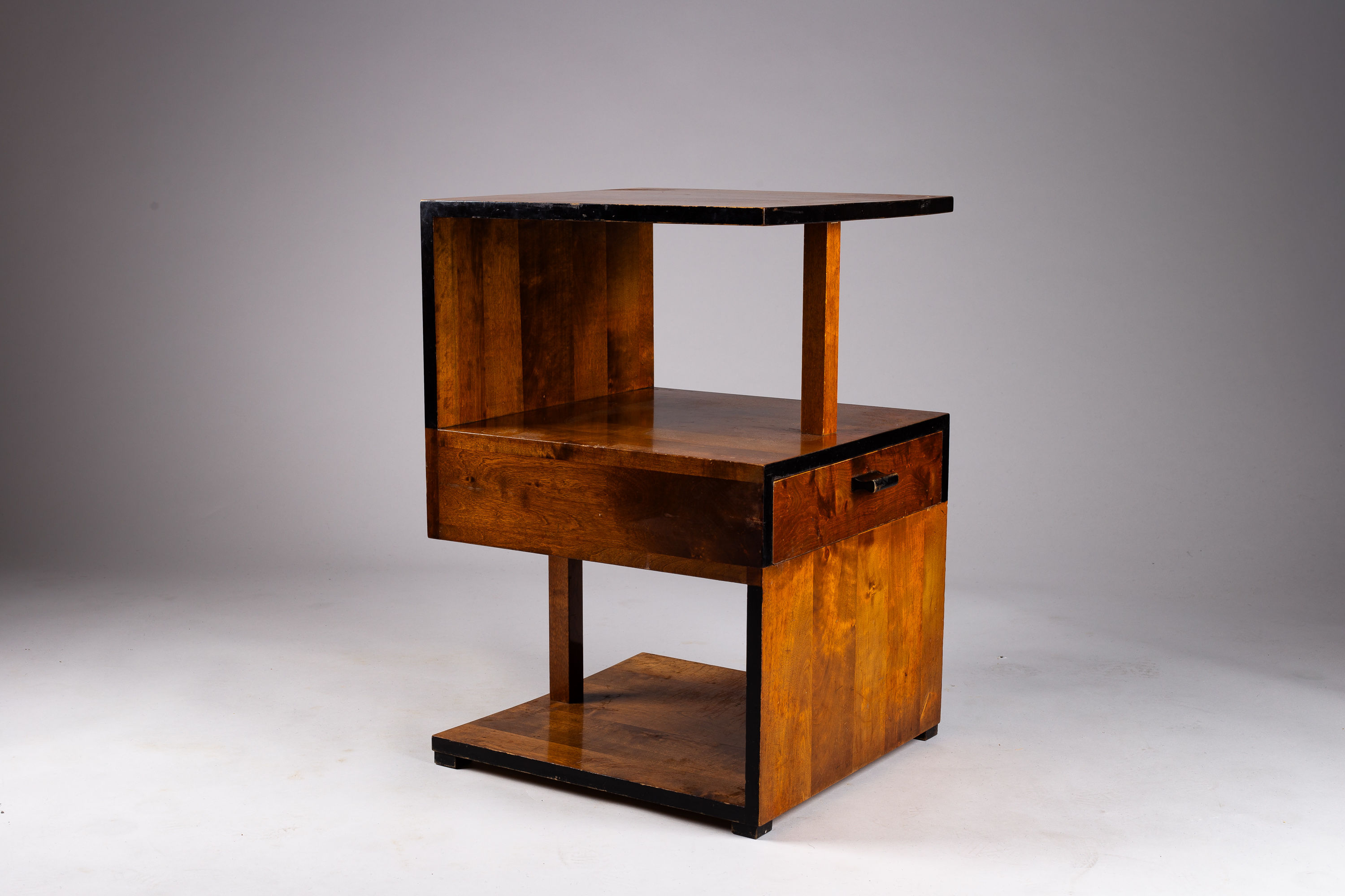 Mikko Nupponen Finnish Art Deco side table with drawer in stained birch, 1930s