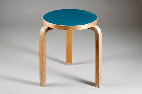 Alvar Aalto Original 1950s Artek Blue 60 Stool, Finland