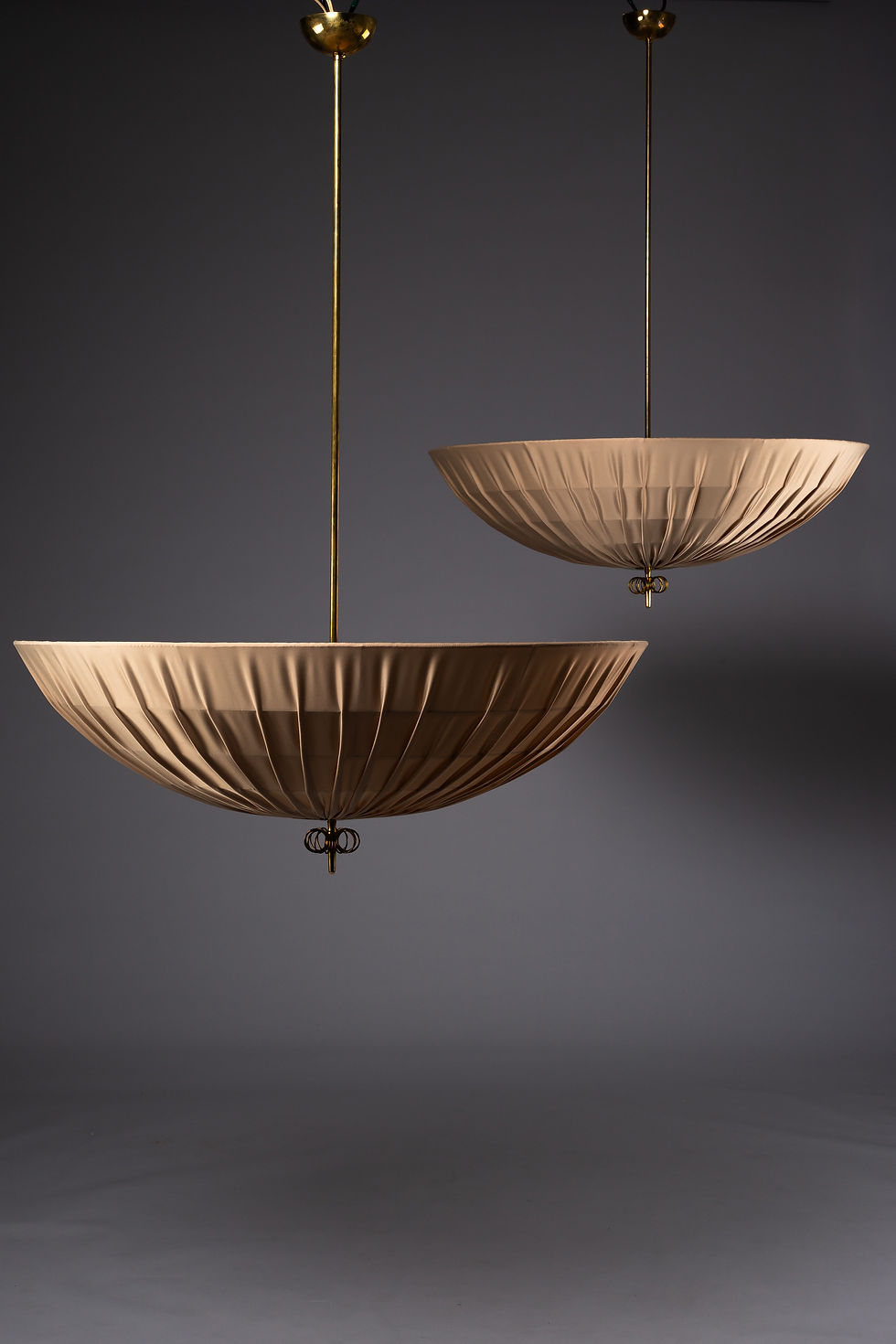 Thumbnail: Finnish mid-century modern large 80 cm brass ceiling lamps