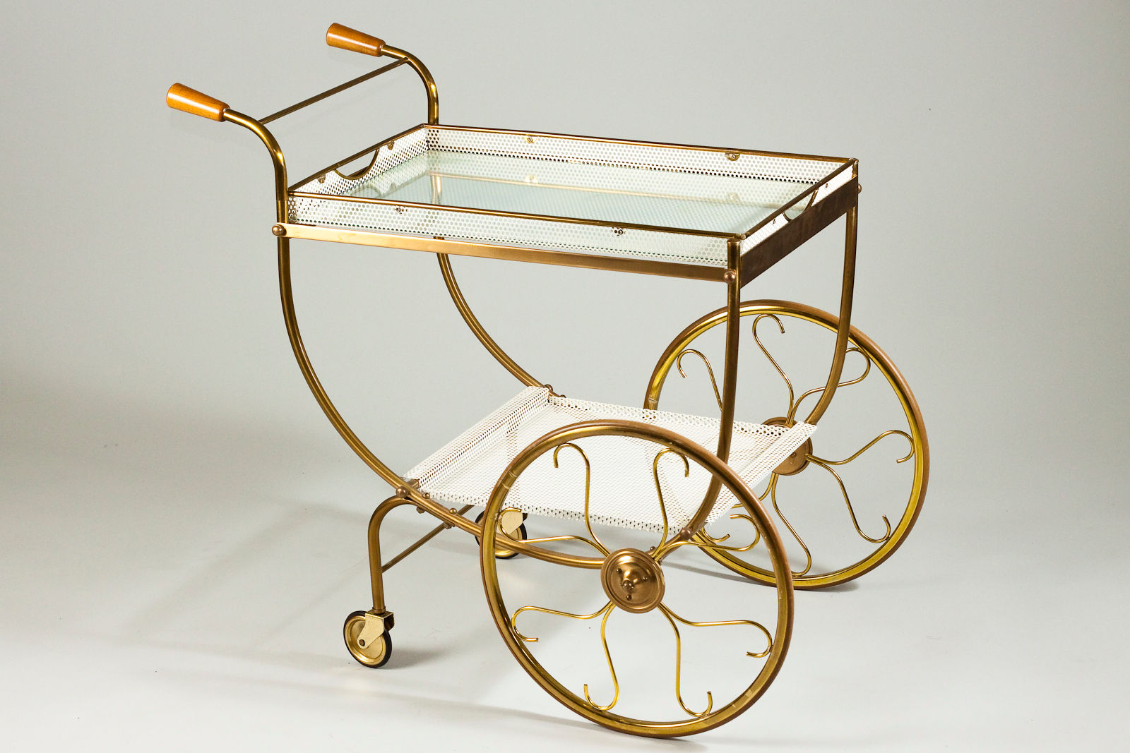 Scandinavian Modern Brass Serving Cart by Josef Frank for Svenskt Tenn, 1950s