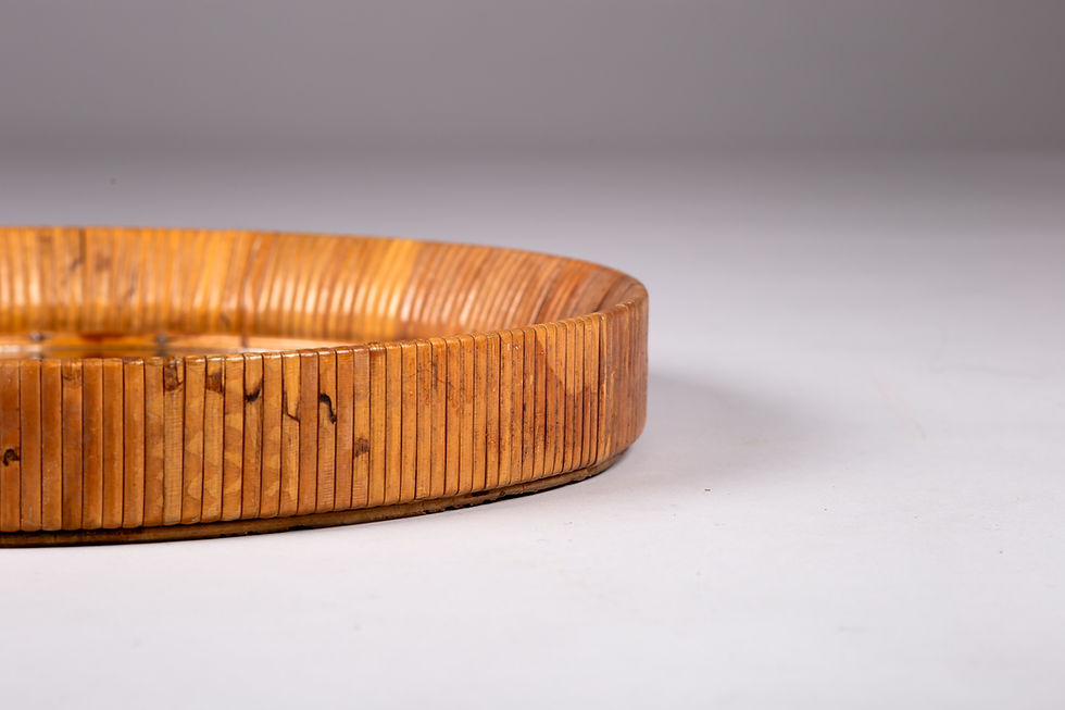 Thumbnail: Sokeva Oy, mid-century modern round rattan mirror