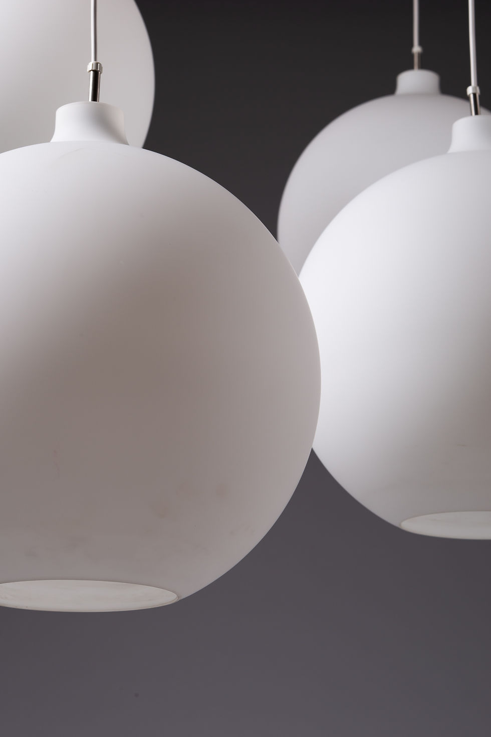Thumbnail: Vilhelm Wohlert, set of 5 opaline glass Satellite pendant lamp for Louis Poulsen