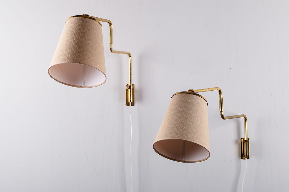Thumbnail: Paavo Tynell, pair of brass wall sconces model 9414 for Taito Oy