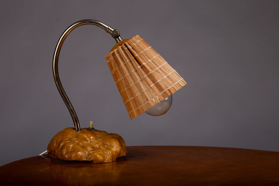 Thumbnail: Finnish 1930/40's burl wood table lamp