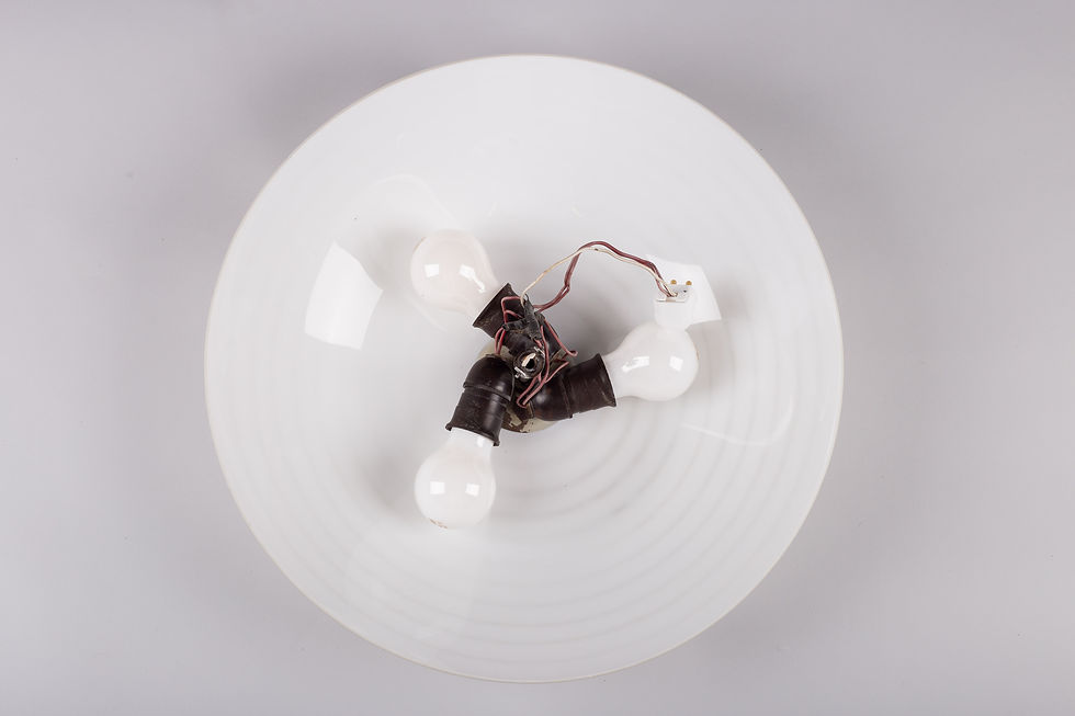 Thumbnail: Lisa Johansson-Pape, rare 1950's hand-painted flush mount for ORNO, Finland