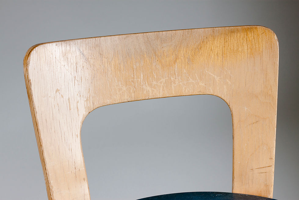 Thumbnail: Pair of Alvar Aalto Chair 65 in Blue Linoleum for Artek, Finland