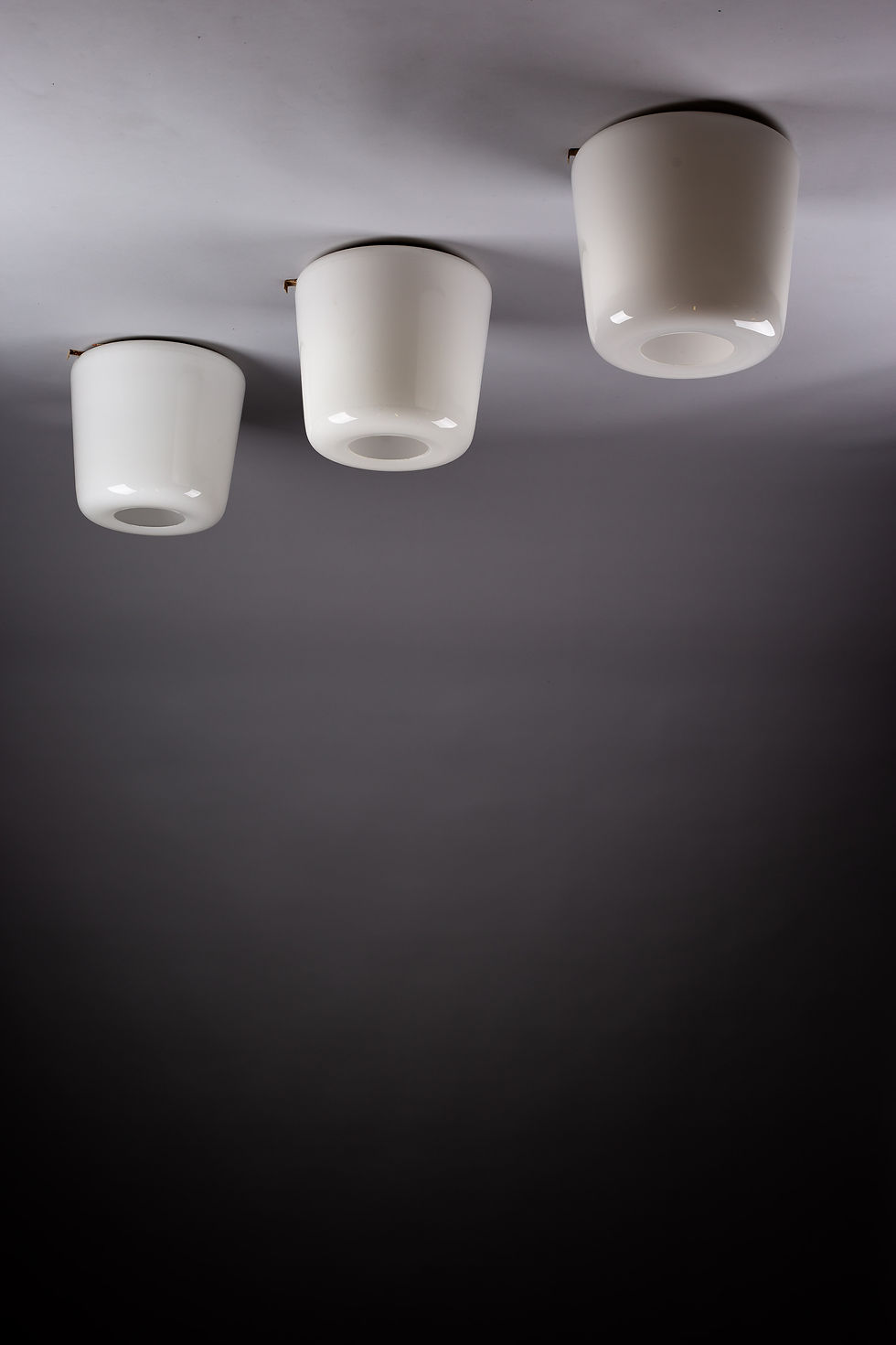 Thumbnail: Set of Finnish mid-century modern opaline glass flush mounts