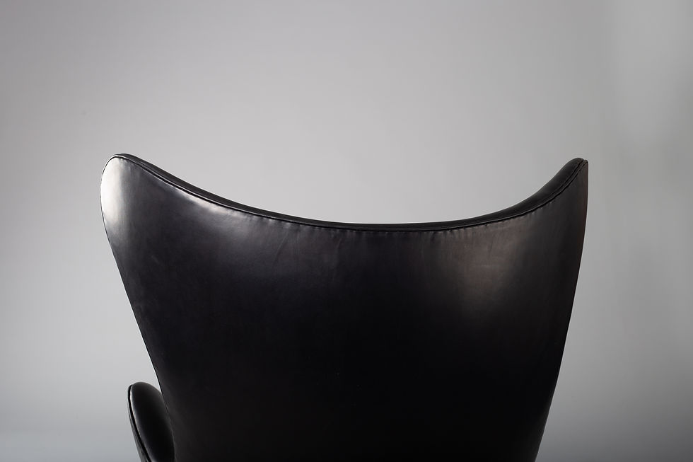 Thumbnail: Arne Jacobsen, 1960s black leather egg chair for Fritz Hansen