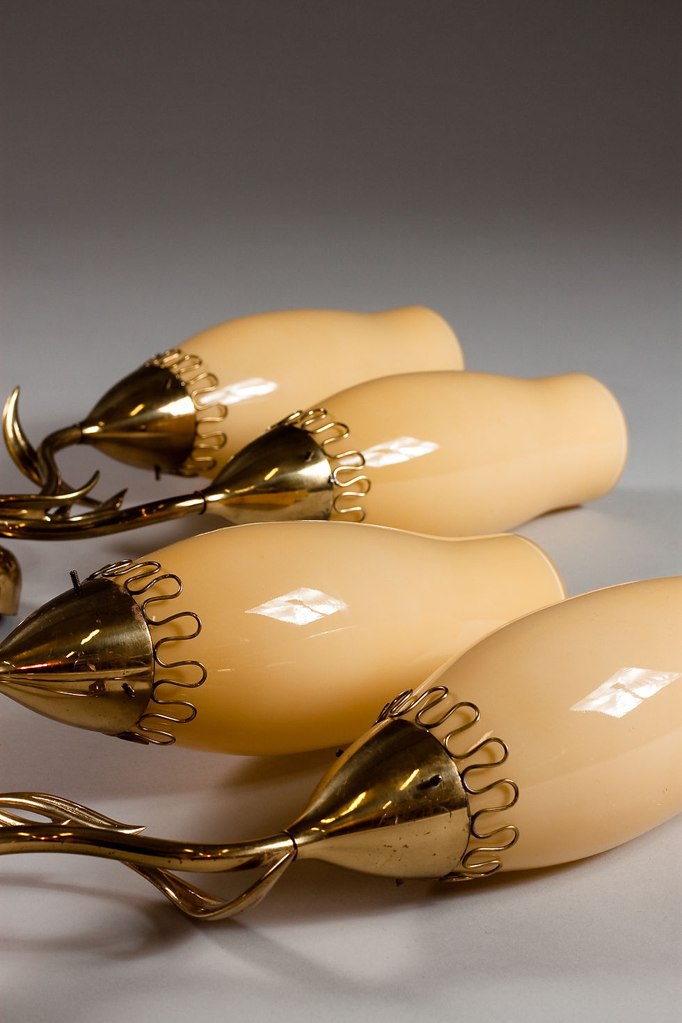 Mauri Almari, pair of mid 20th century brass wall sconces for Idman Oy
