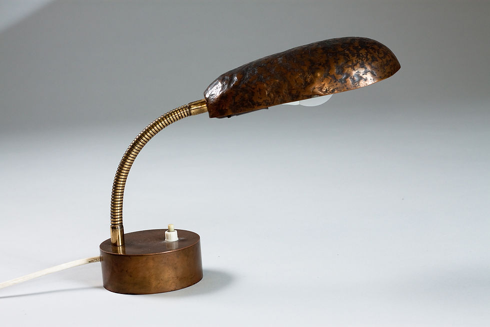 Finnish hand-made, circa 1950's cupper desk lamp