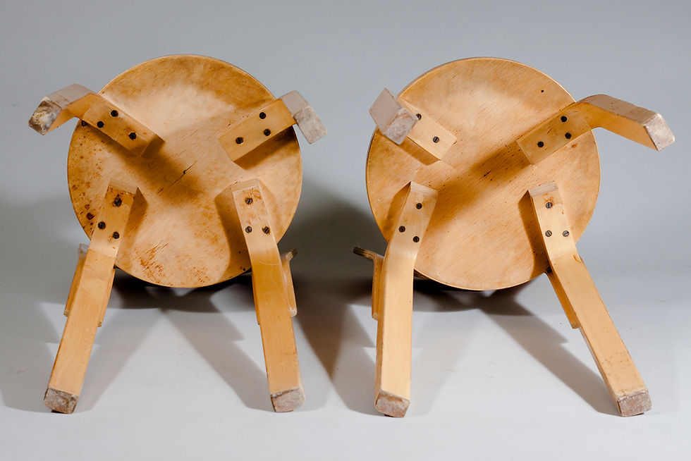 Thumbnail: Pair of Alvar Aalto Chair 65 in Blue Linoleum for Artek, Finland