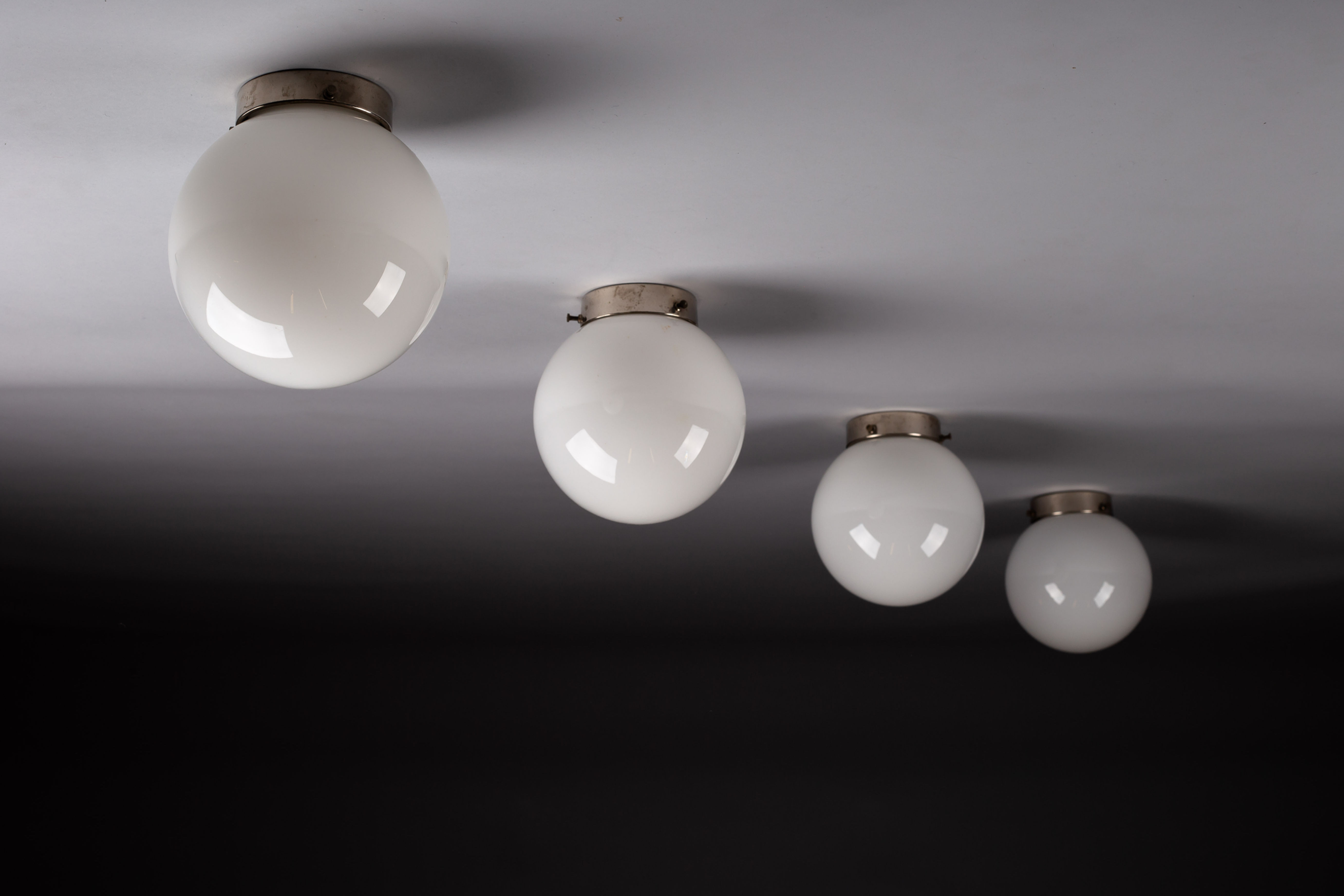 Paavo Tynell, set of c. 1940's flush mounts, Taito Oy, Finland