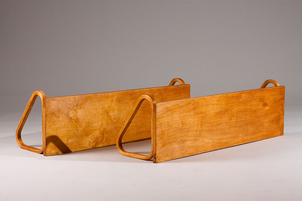 Thumbnail: Alvar Aalto, pair of c. 1940s 112b wall shelves