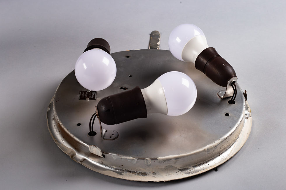 Thumbnail: Paavo Tynell, large (40cm) opaline glass flush mounts, c 1950s, Idman Oy