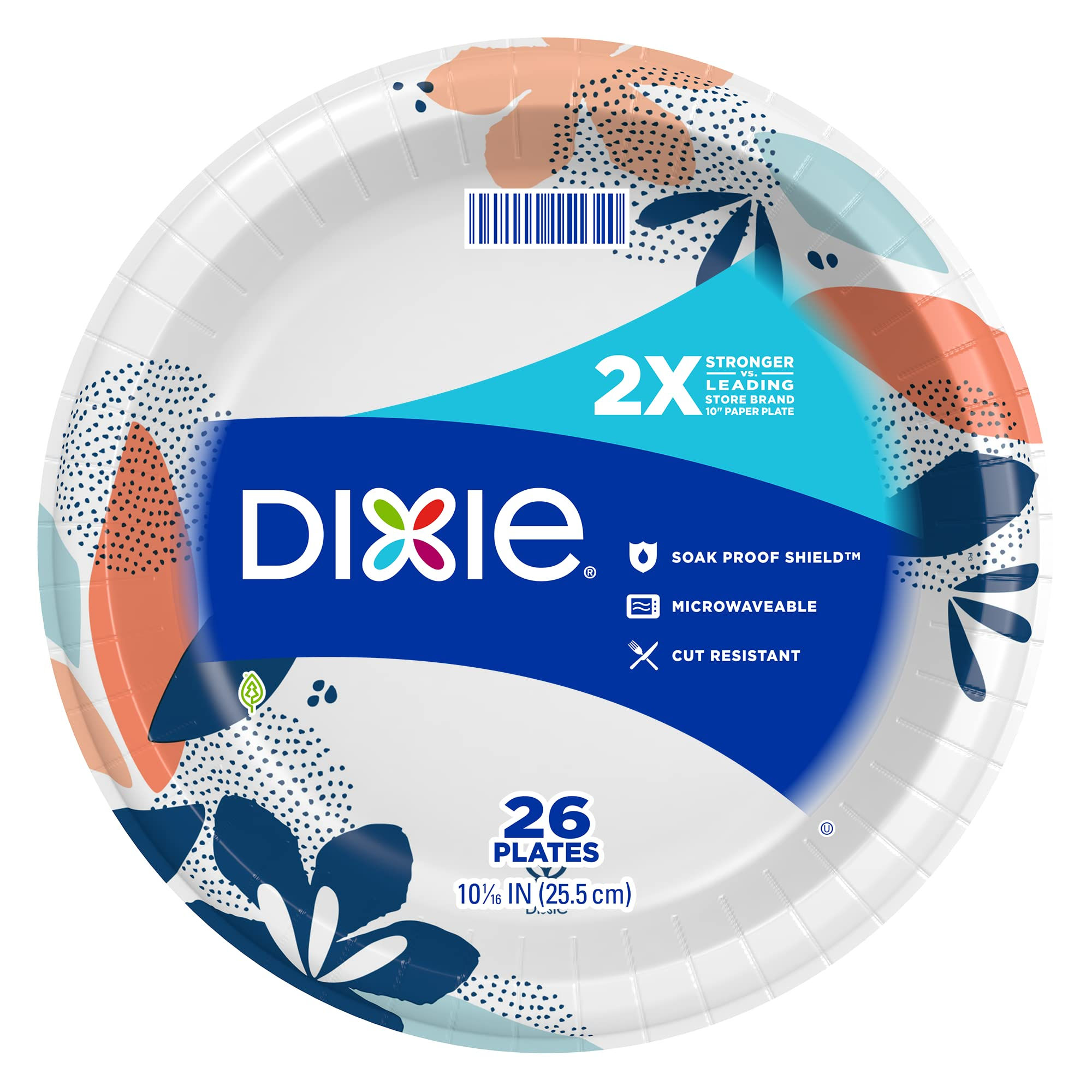 Dixie Multicolored Paper Dinner Plate 10-1/16 in. 26ct