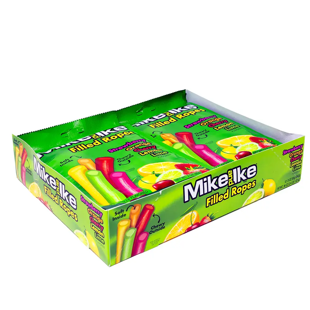 Mike & Ike Theater Box, Filled Ropes - 3oz Tubs (12 Count)