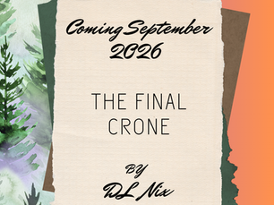 Book 8 of the Otherworldly Emergence Speculative Fictions Novella series is The Final Crone by DL Nix. It is completely self serving when I say this is my favourite book of the series, because if you don't enjoy what you write and find passion in the craft then what are you doing it for? I am so proud to be a part of this series of books and to have met a community of authors. We have kept each other accountable and pushed each other every step of the way. I look forward to holding a copy of this story in my hand.