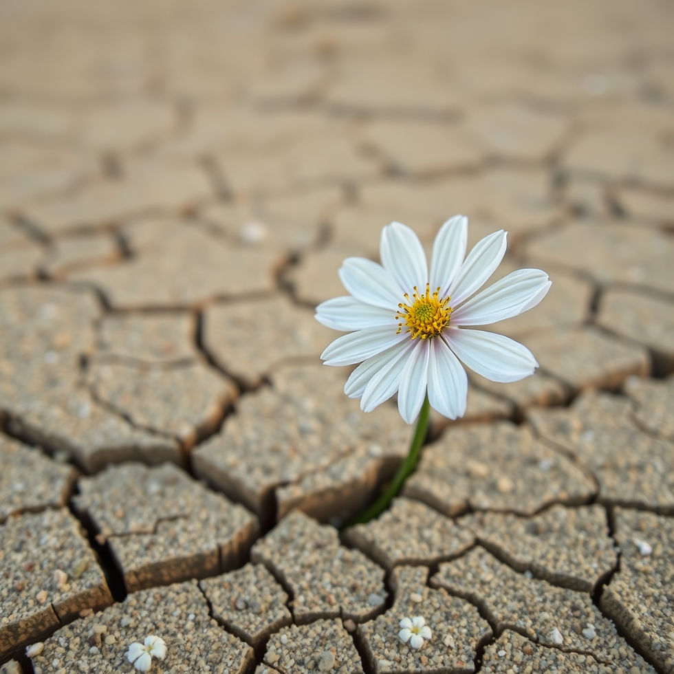 Flower spouting out of a dry cracked desert .jpg