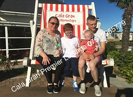 Family together in the big deckchair