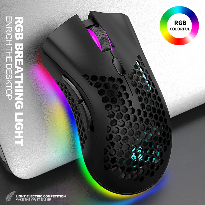 Thumbnail: Wireless Mouse Gaming Rechargeable Optical Mouse Cordless 7 Color LED Backlit PC