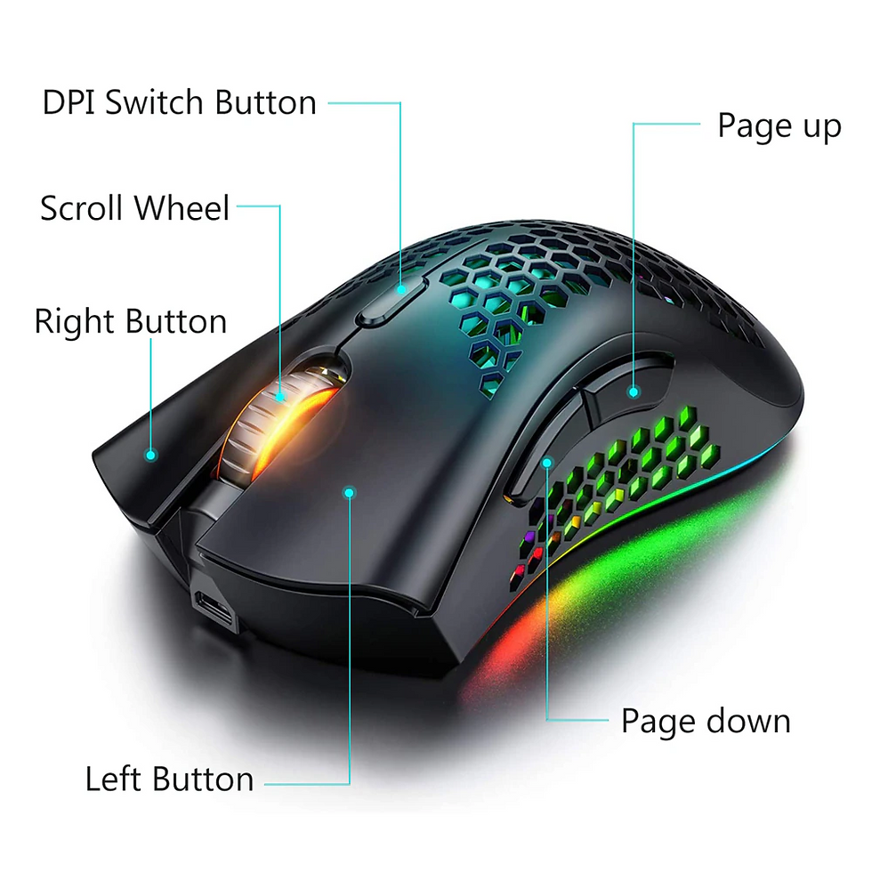 Thumbnail: Wireless Mouse Gaming Rechargeable Optical Mouse Cordless 7 Color LED Backlit PC