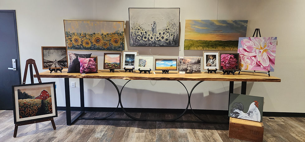 Art Exhibit in exhibition space at Growing Small Towns in Oakes, North Dakota