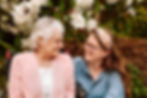 Adult granddaughter and grandmother looking at each other and smiling || Eugene Springfield Oregon Family Photographer || Maternity Newborn Fun Top Rated Best Top 10 Ten Recommended Senior Portrait Boudoir Outdoor Studio Photography Photos Pictures Salem Portland Junction City Corvallis Coburg Albany