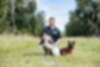 Ben Vernon owner of Vernon Dog Training with his dogs Pete and Phoenix