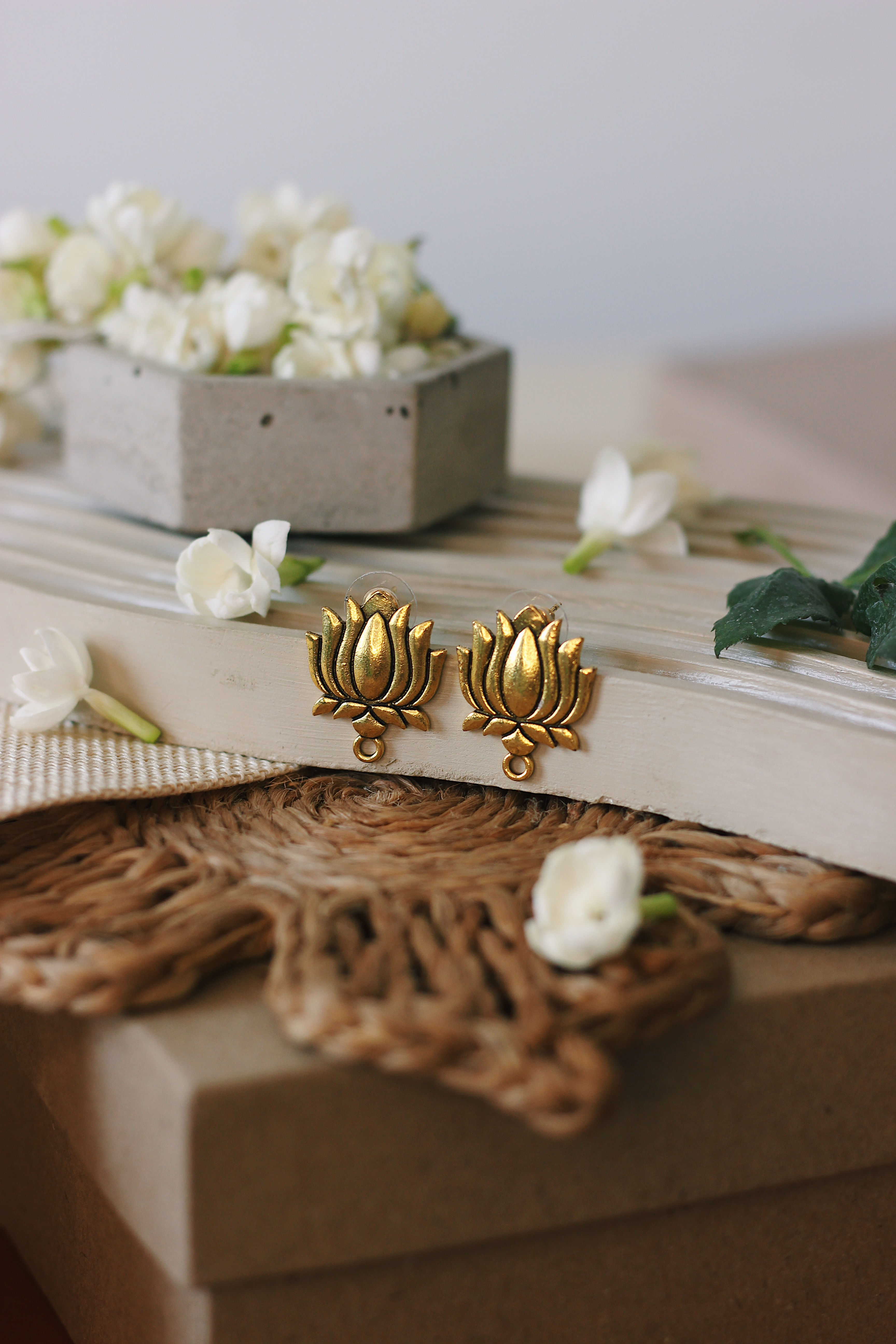 Brass Lotus Earrings