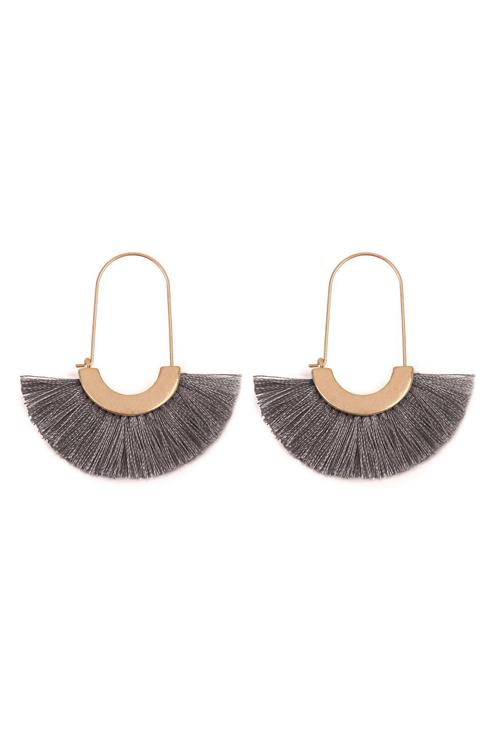 Thumbnail: Mye1038 - Fan Shape Drop Hoop Earrings