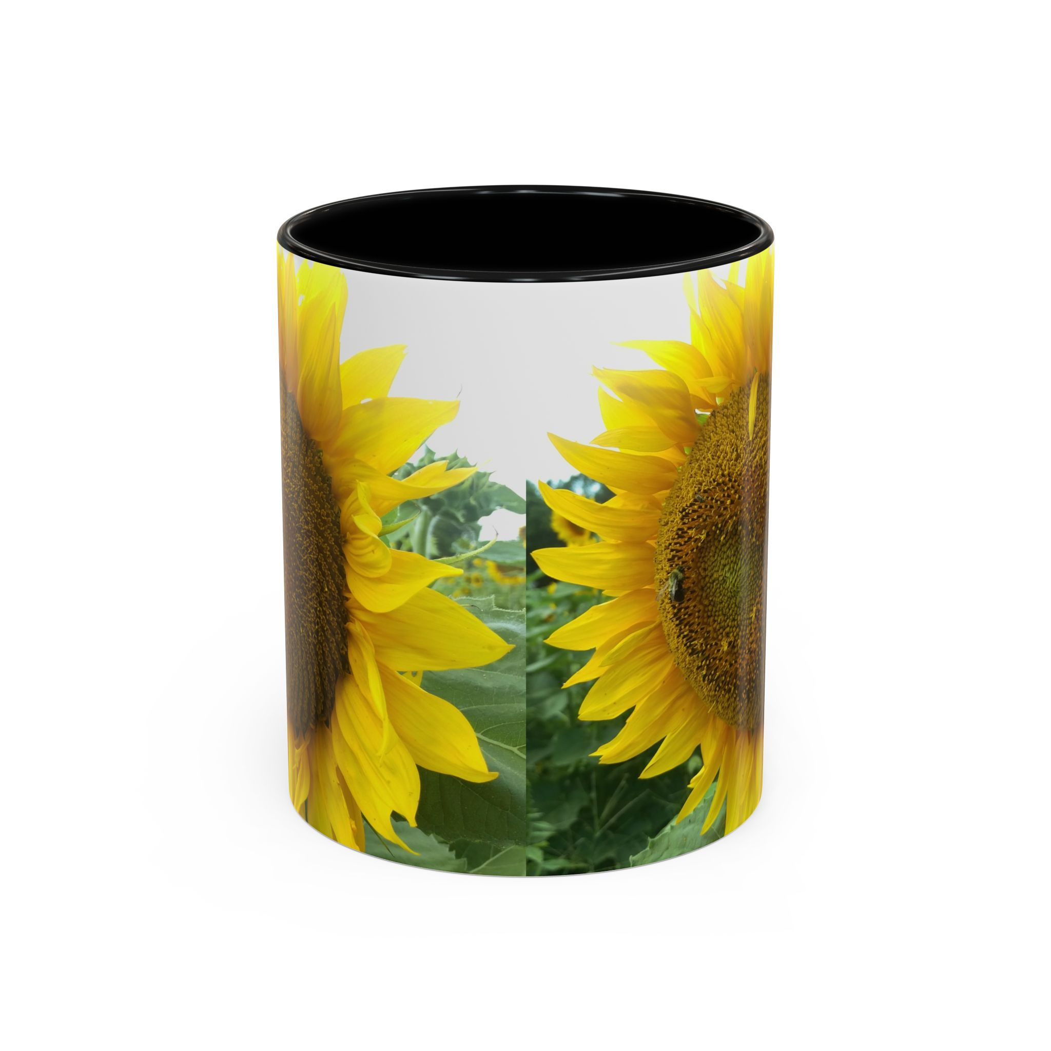 Sunflower Accent Coffee Mug, Floral Drinkware Gift, Nature Lover’s Mug, Bright