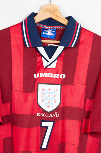 Maillot De Football Angleterre Vintage Umbro 1997-1999 - Rouge, Taille L, Occasion