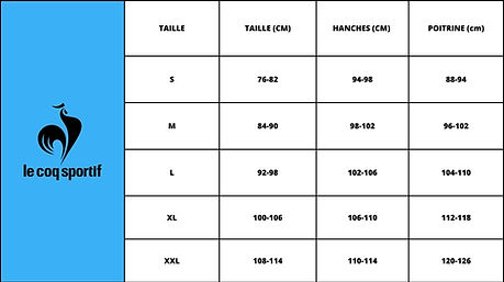 Guide des tailles pour les maillots de football Le Coq Sportif des années 2010 à 2025.