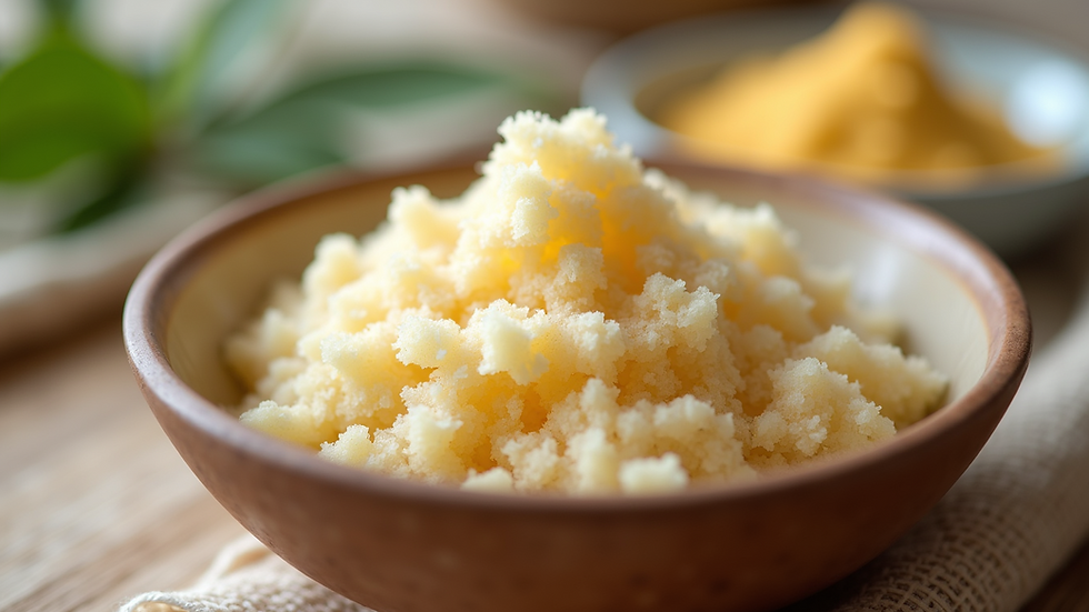 Eye-level view of a natural exfoliating scrub in a bowl