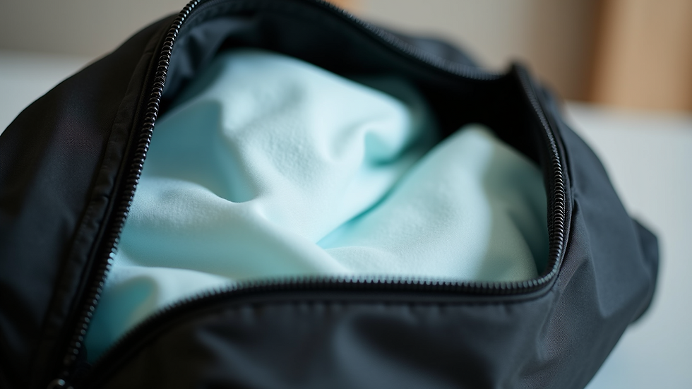 Close-up view of cleansing wipes in a gym bag