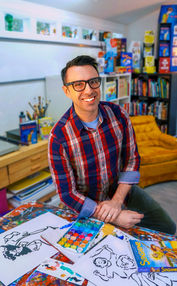 Jarrett J Krosoczka in art studio courtesy StudioJJK.jpeg