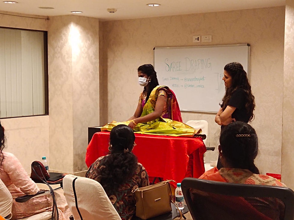 A Saree Draping Workshop for Customers in the Neighborhood