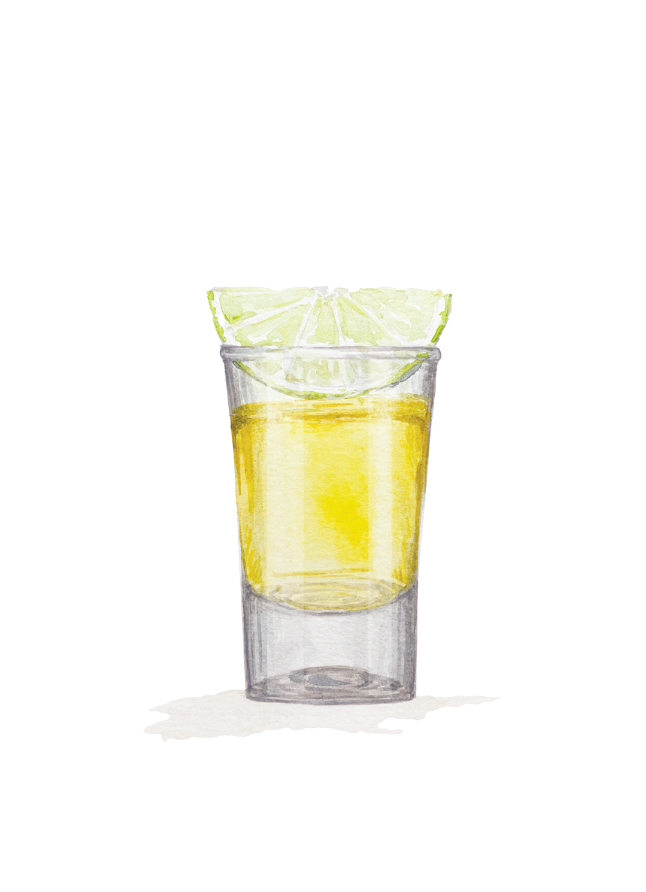 Watercolor Tequila shot card