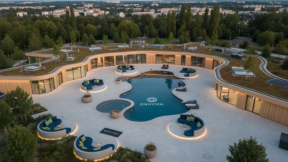 Vue en plongée d’un centre de bien-être moderne à Bertrange
