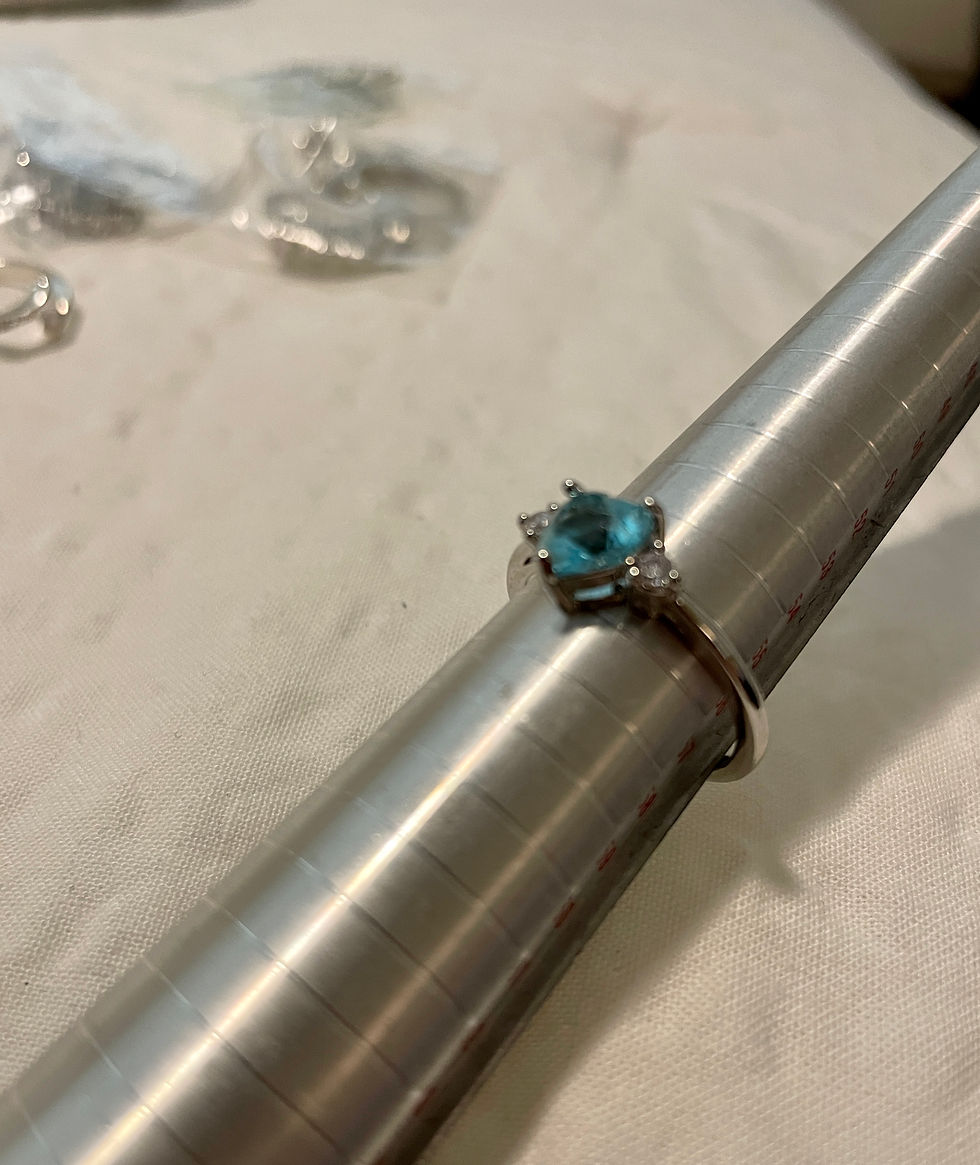 Thumbnail: Heart Shaped Ring Featuring A Light Blue Stone