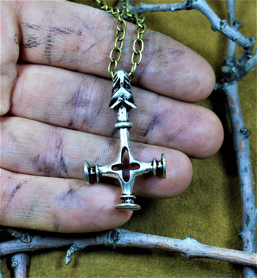 Thumbnail: Icelandic wolf cross, Thor's hammer necklace