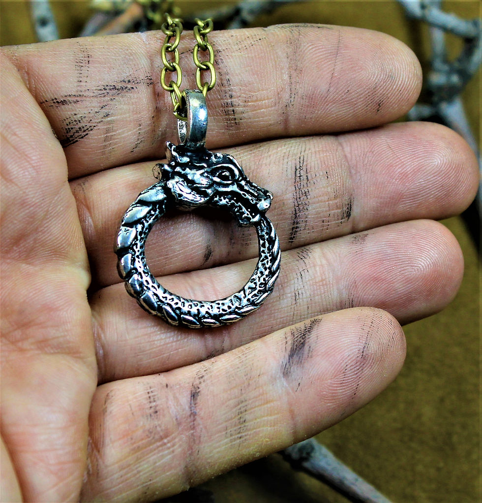 Thumbnail: Ourobos necklace, dragon type pendant
