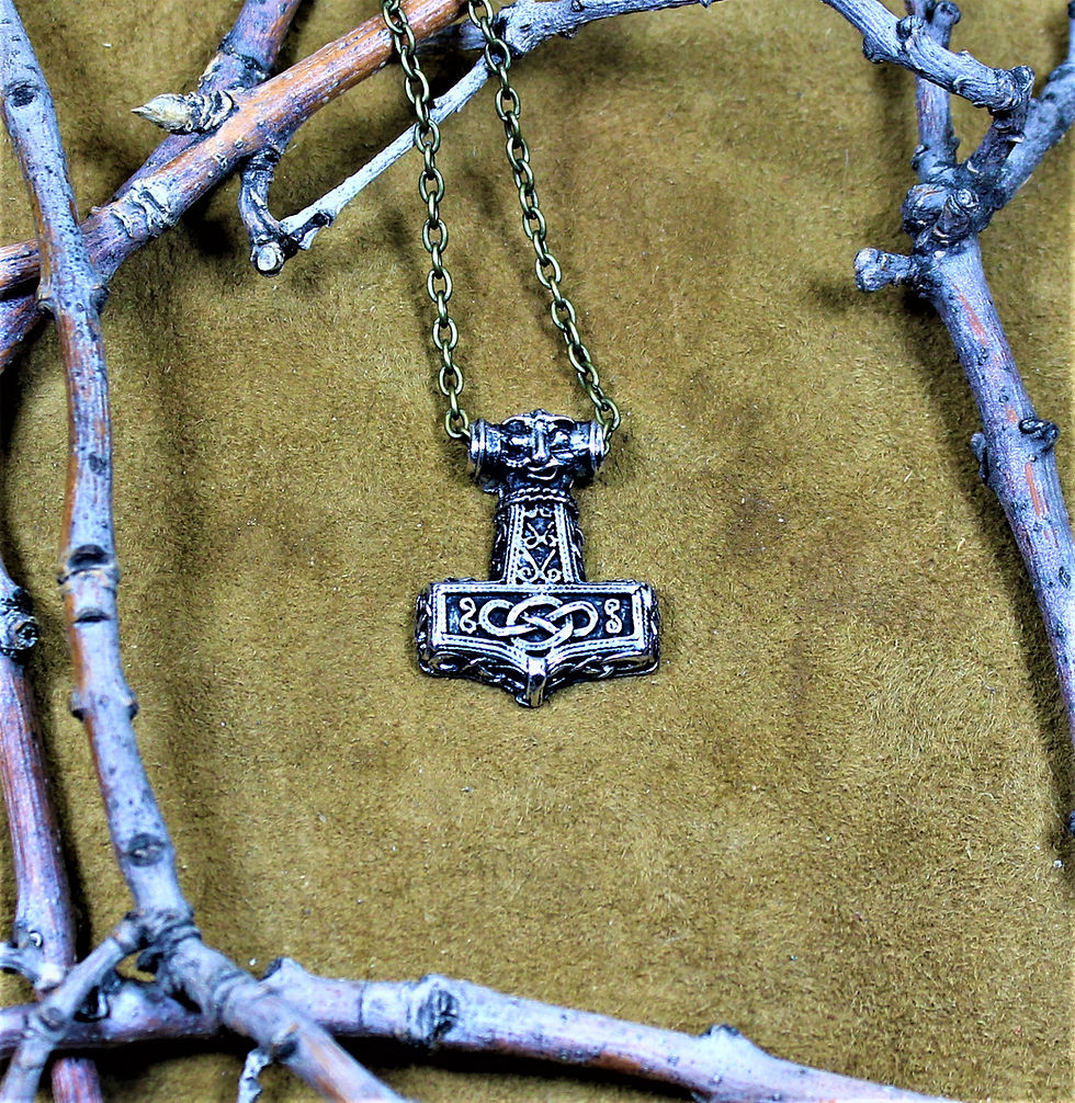 Thumbnail: Thor's hammer necklace, small and well detailed