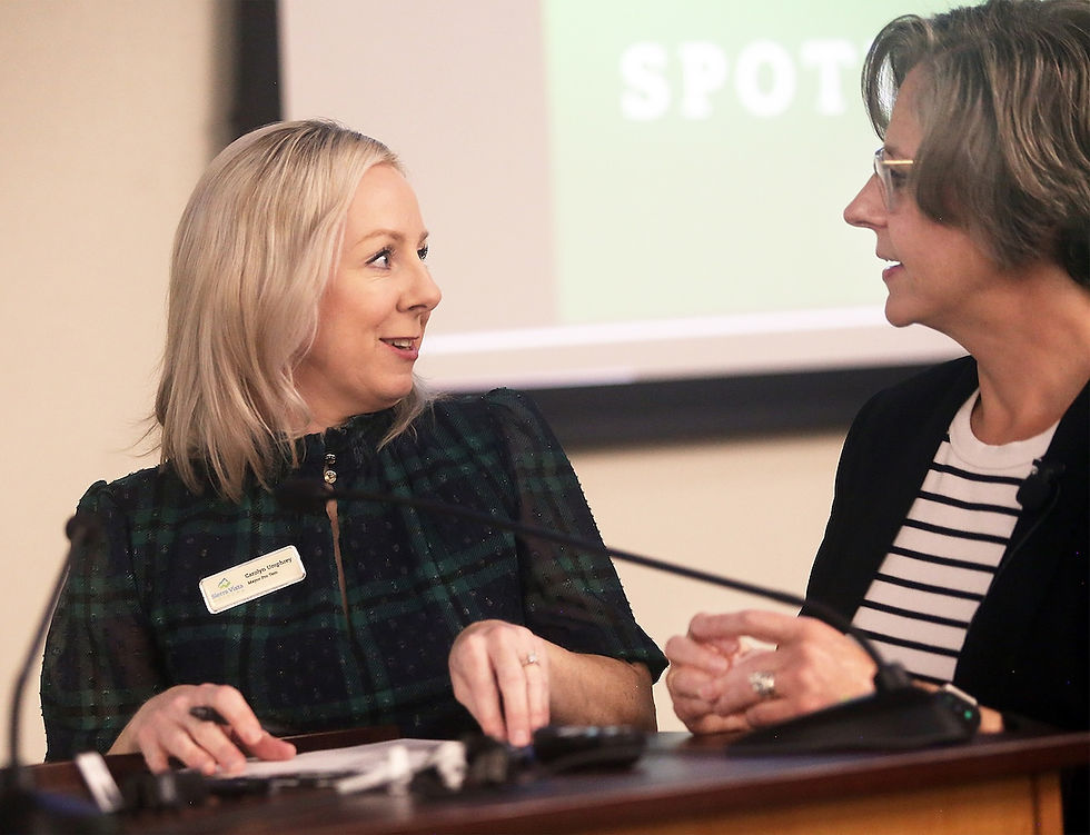 Mayor Pro Tem Carolyn Umphrey, left, stands with Assistant City Manager Victoria Yarbrough prior to opening comments.