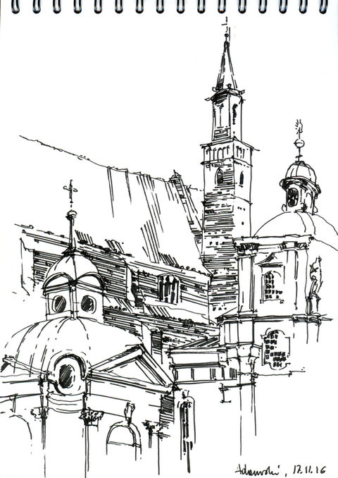 hand drawing, architecture, sketch
