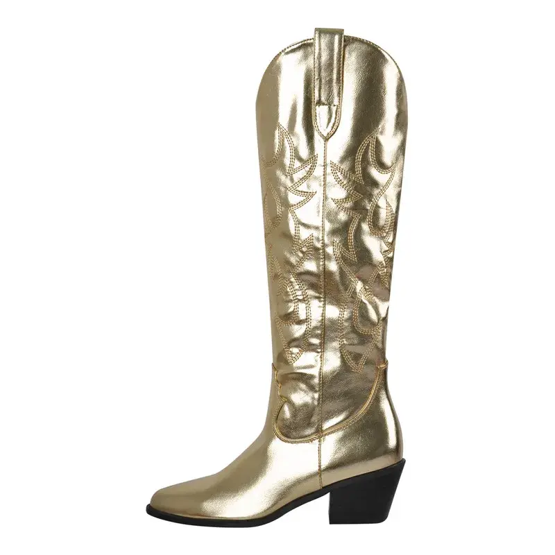 Miniatyrbild: Vita knähöga westernboots